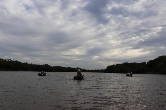 Les lagunes sont si grande qu'à 4 bateaux nous ne nous y croisons pas.