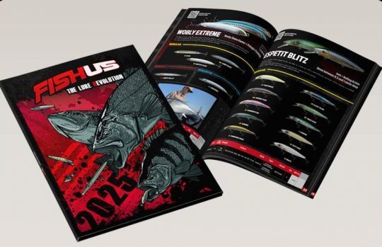 Un catalogue avec une large gamme de leurres, cannes et accessoires.