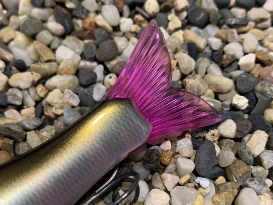 Une nageoire de rechange est incluse.