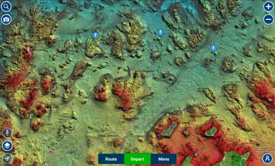 Vue Relief Shading. L'utilisation de cette couche sur une carte Navionics offre de belles perspectives de prospection.