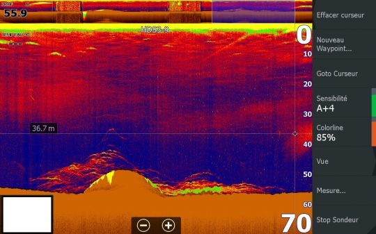Une détection réalisée au large du Cotentin, à un moment de la marée où le courant était très faible, proche de l'étale. Cette capture a été effectuée au mois de juin.