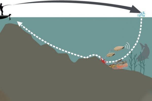 Animazione di spinnerbait a rotazione lenta per la pesca al luccio