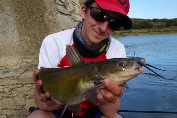 Pesca con l'esca per il pesce gatto di canale